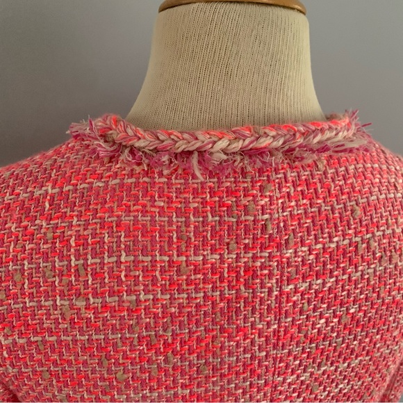 J.CREW pink tweed lady blazer with peplum, fringe & braided trim / Size 6 NWOT - Picture 8 of 15